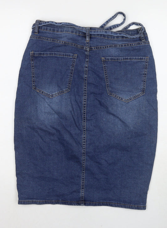 My Bestiny Womens Blue Cotton Straight & Pencil Skirt Size XL Button