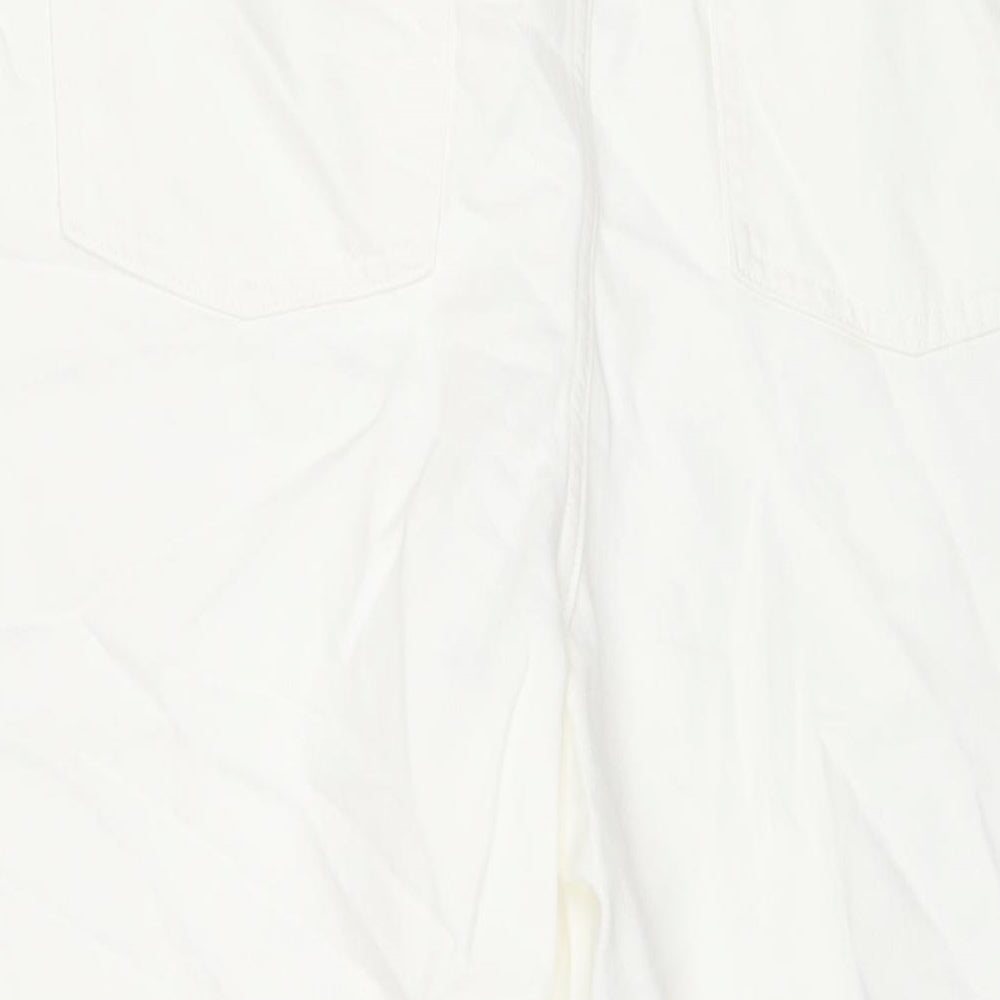Marks and Spencer Womens White Polyester Blend Wide-Leg Jeans Size 22 L23 in Regular Zip