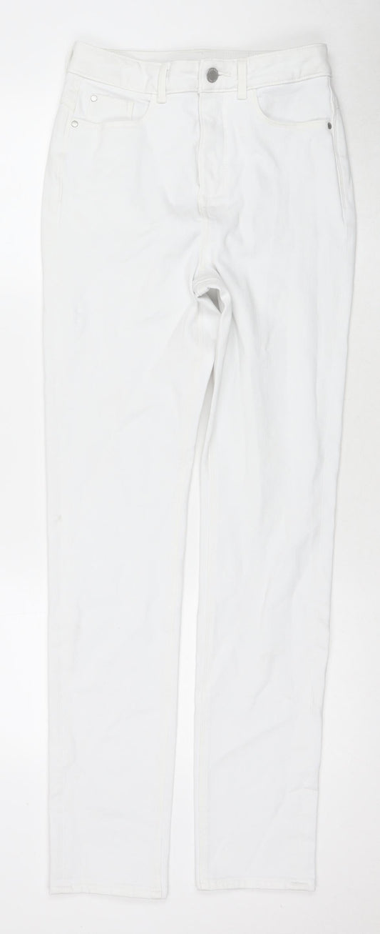 Marks and Spencer Womens White Cotton Skinny Jeans Size 8 L31 in Regular Zip