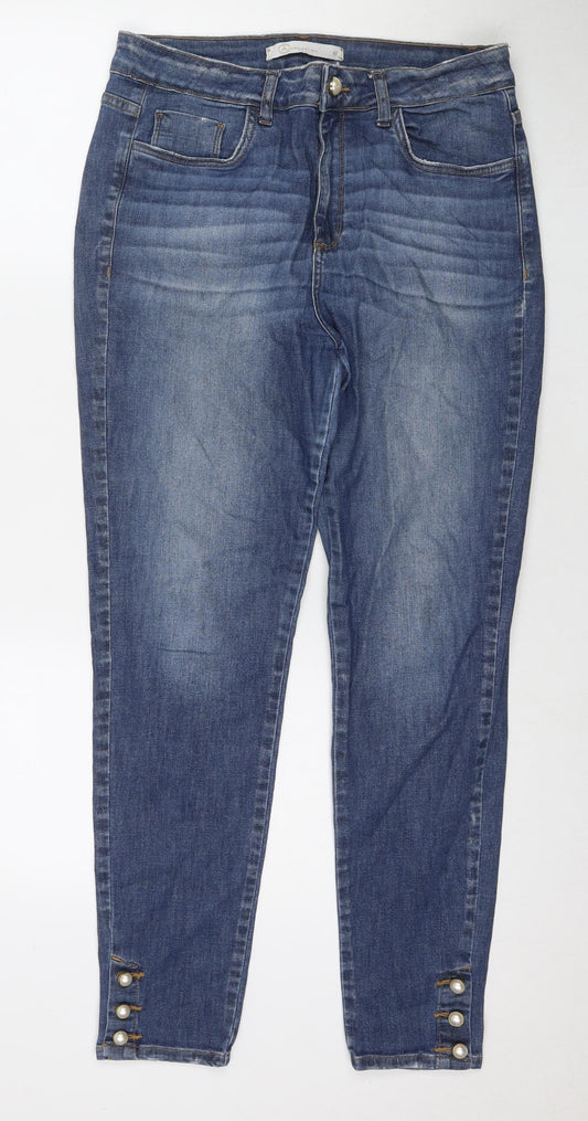 A Collection Womens Blue Cotton Skinny Jeans Size 14 L28 in Regular Zip
