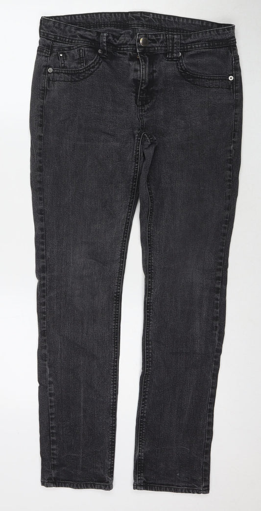 Marks and Spencer Womens Black Cotton Skinny Jeans Size 12 L29 in Regular Zip