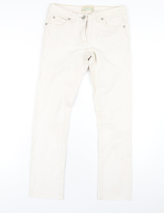 Drainpipe Womens Ivory Cotton Straight Jeans Size 10 L29 in Regular Zip