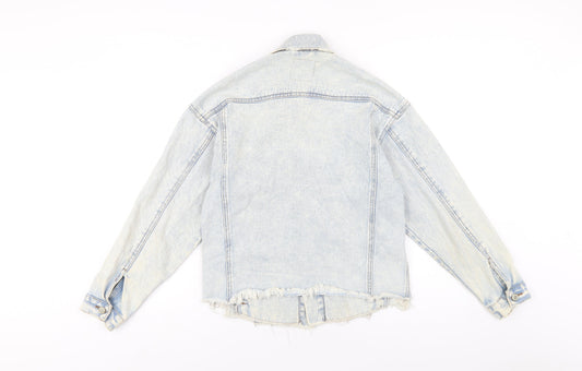 Denim & Co. Womens Blue Jacket Size 6 Button