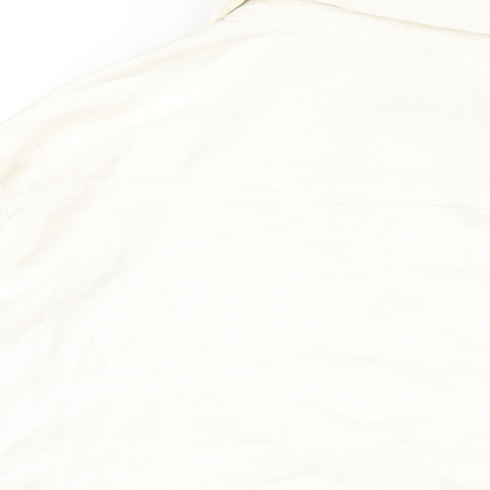 H&M Mens Ivory Cotton Button-Up Size M Collared Button