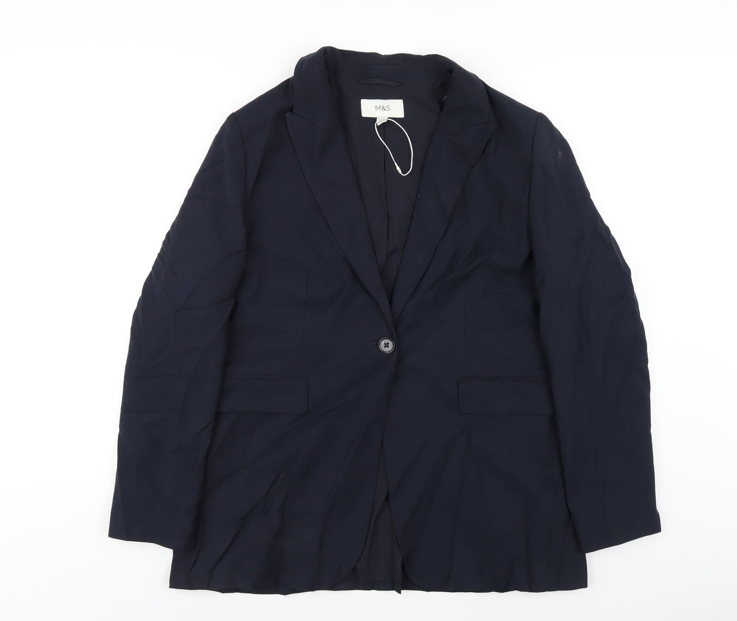 Marks and Spencer Womens Blue Vinyl Jacket Blazer Size 16