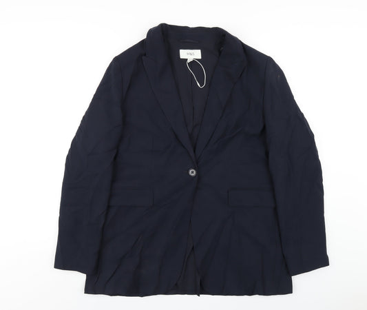 Marks and Spencer Womens Blue Vinyl Jacket Blazer Size 16