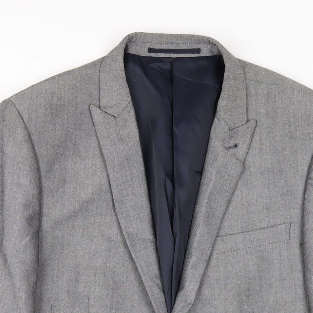 NEXT Mens Grey Polyester Jacket Blazer Size 38 Regular