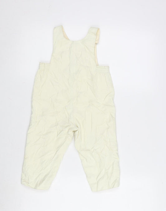 Mayorat Girls Ivory Cotton Dungaree One-Piece Size 24 Months Button