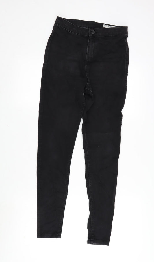 Marks and Spencer Womens Black Cotton Blend Skinny Jeans Size 10 L27.5 in Regular Zip