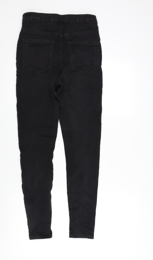 Marks and Spencer Womens Black Cotton Blend Skinny Jeans Size 10 L27.5 in Regular Zip