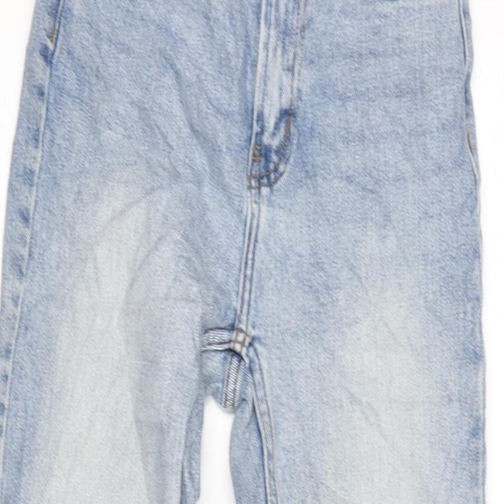 Denim & Co. Womens Blue Cotton Blend Straight Jeans Size 6 L25 in Regular Zip