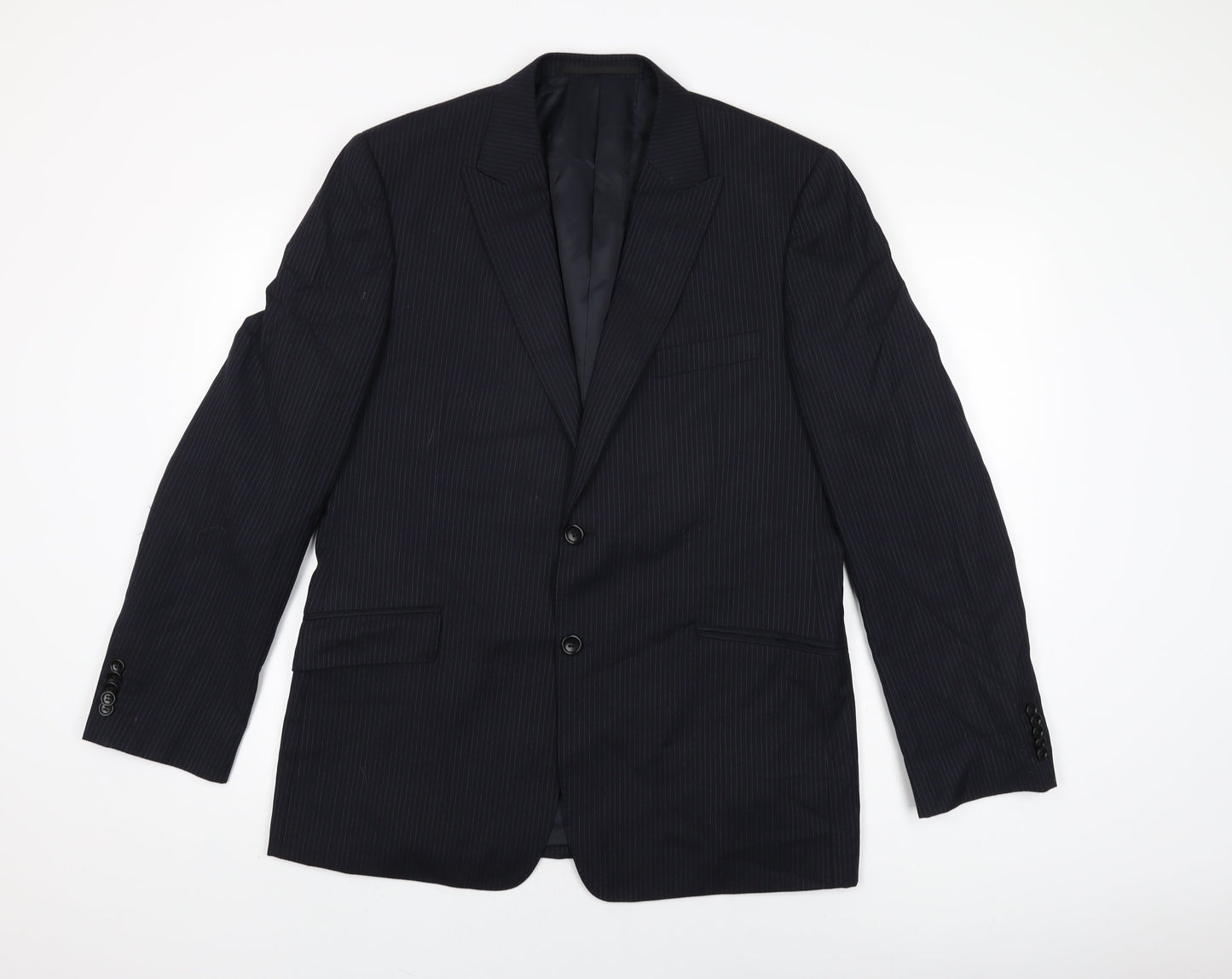Linea Mens Black Striped Wool Jacket Suit Jacket Size 42 Regular