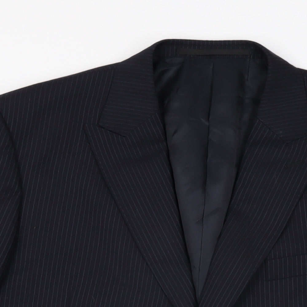 Linea Mens Black Striped Wool Jacket Suit Jacket Size 42 Regular