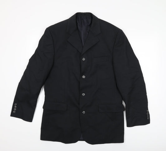 Equity Mens Black Striped Polyester Jacket Suit Jacket Size 38 Regular