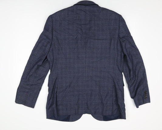 John Lewis Mens Blue Geometric Wool Jacket Suit Jacket Size 42 Regular
