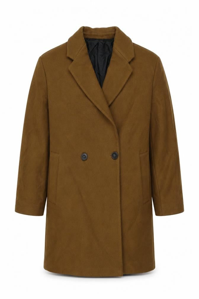 Zara Mens Brown Overcoat Coat Size S Button