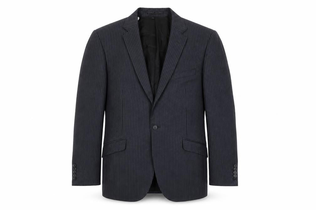 Marks and Spencer Mens Black Striped Wool Jacket Suit Jacket Size 42 Regular