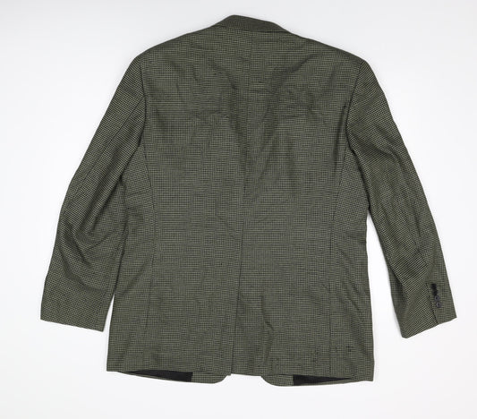 Christopher Hayes Mens Green Geometric Wool Jacket Suit Jacket Size 42 Regular