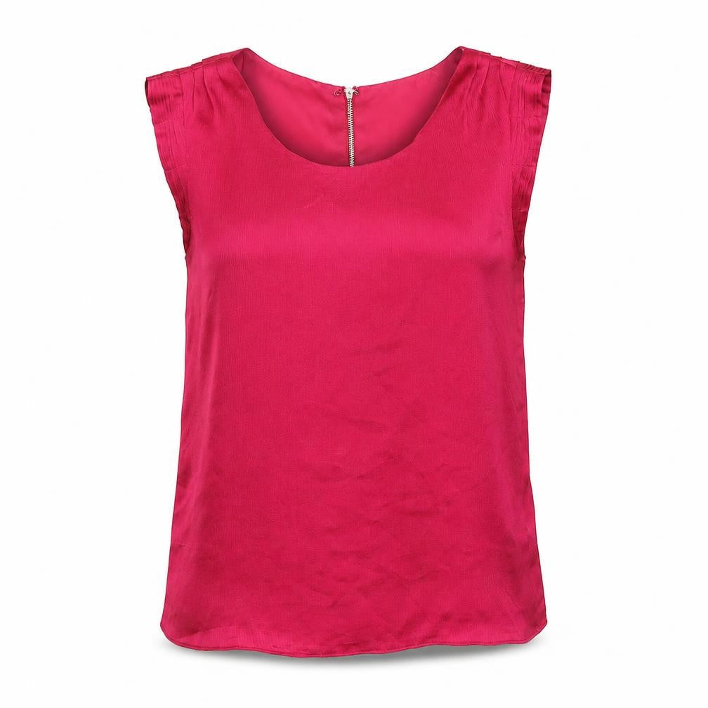 Portmans Womens Pink Polyester Basic Blouse Size 8 Round Neck