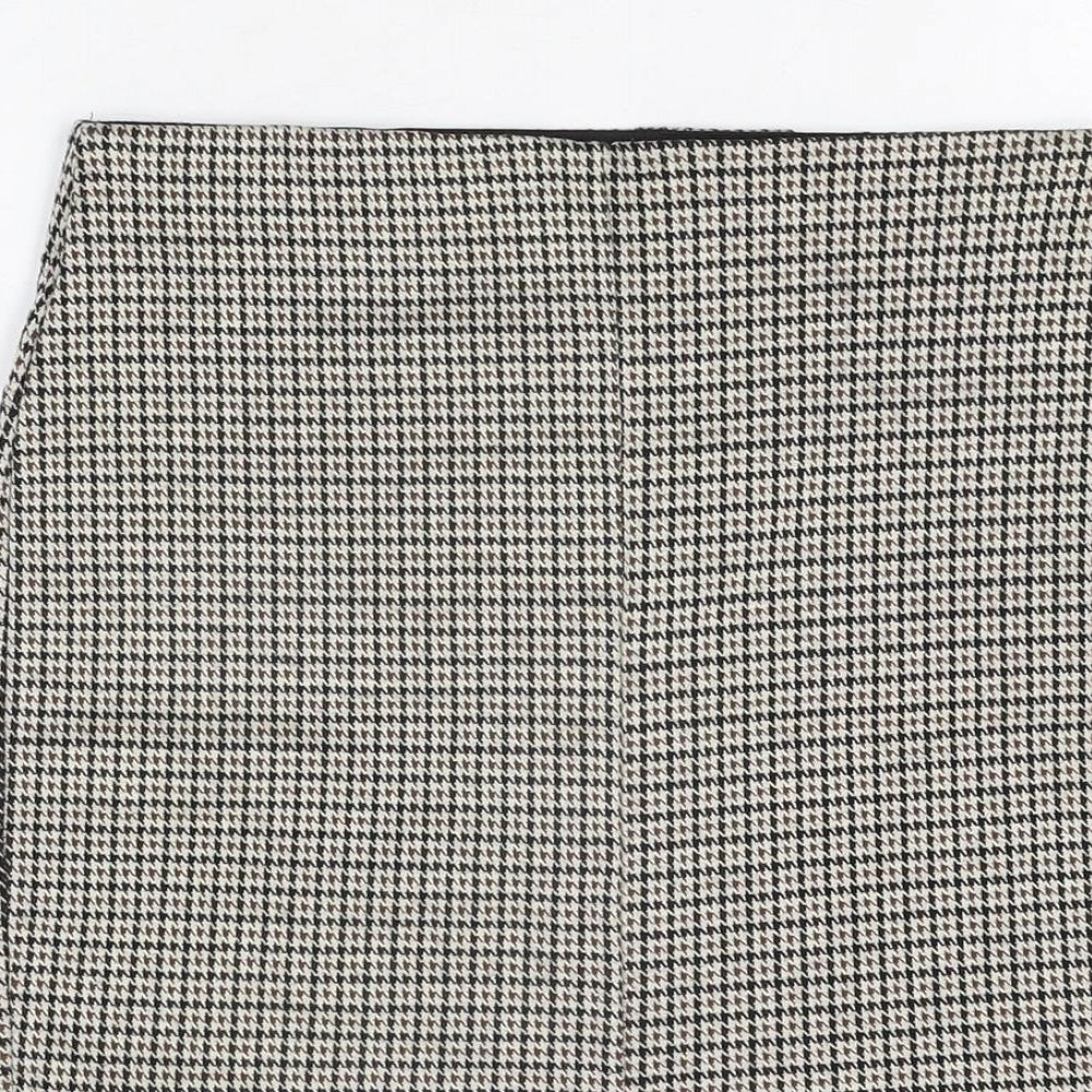 Stradivarius Womens Brown Geometric Polyester Mini Skirt Size M - Houndstooth