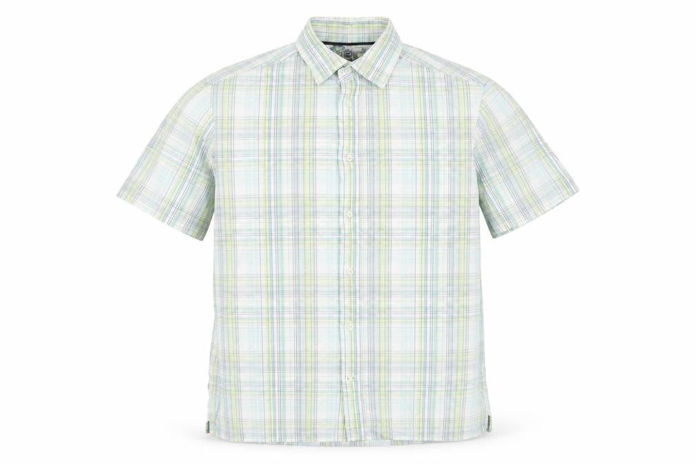 Marks and Spencer Mens White Plaid Cotton Button-Up Size M Collared Button