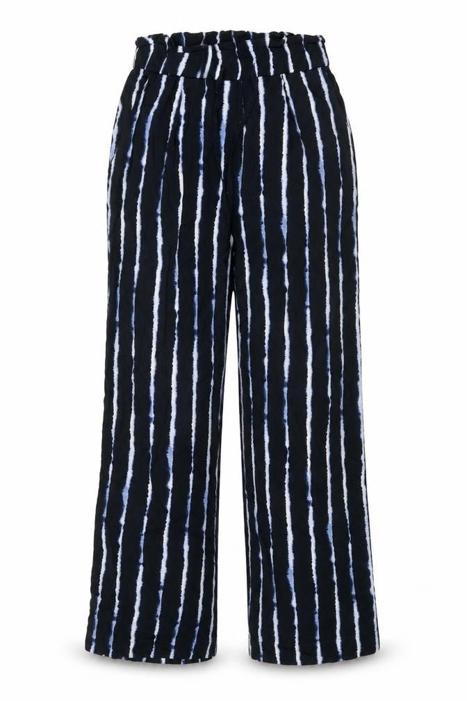 H&M Womens Black Geometric Viscose Trousers Size 8 L29 in Regular Drawstring