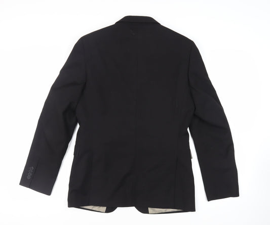Topman Mens Black Polyester Jacket Suit Jacket Size 40 Regular