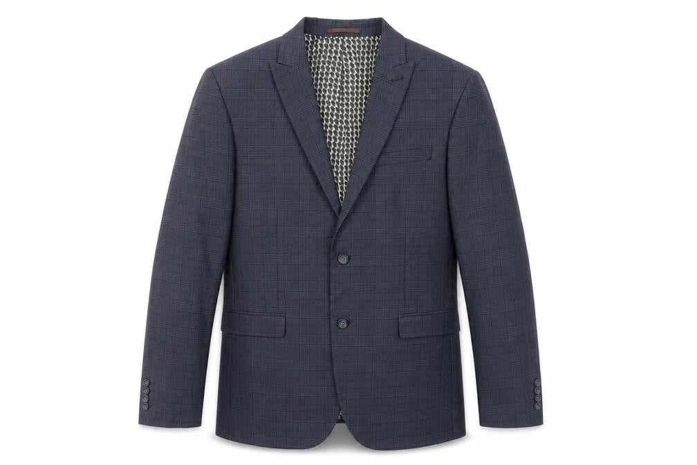 NEXT Mens Blue Plaid Polyester Jacket Suit Jacket Size 44 Regular