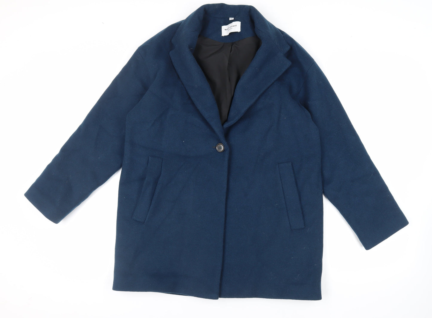 Marvin Browne Womens Blue Pea Coat Coat Size L Button