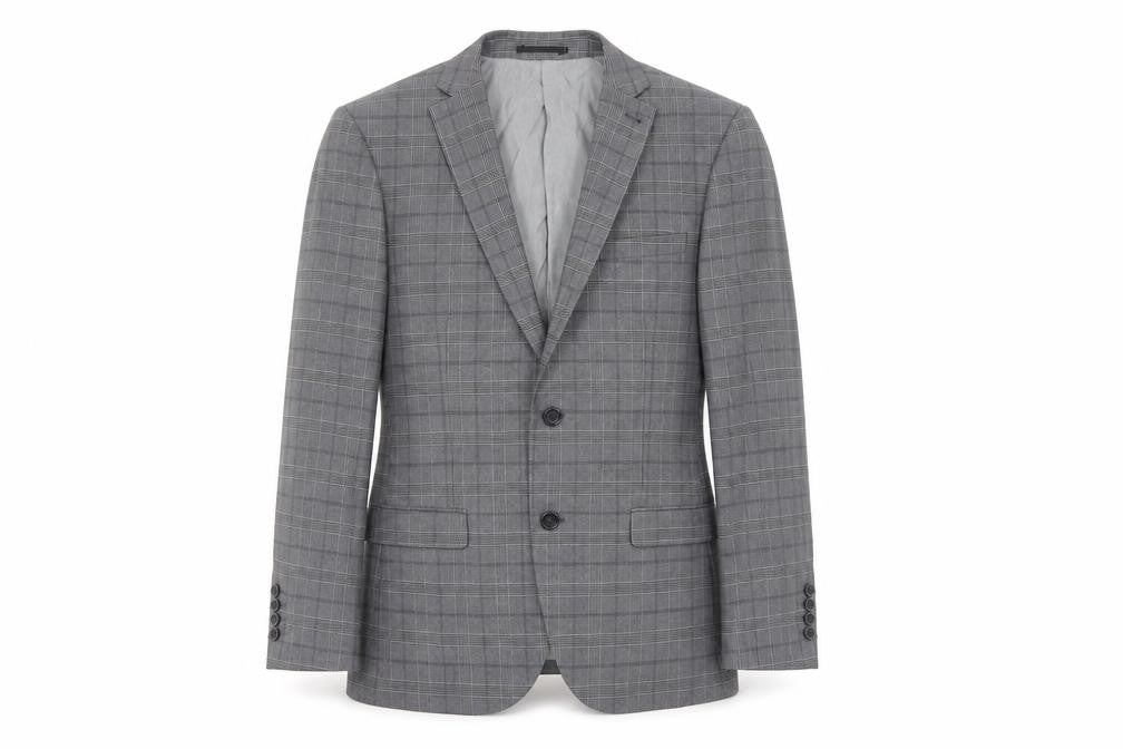 NEXT Mens Grey Plaid Polyester Jacket Suit Jacket Size 40 Regular