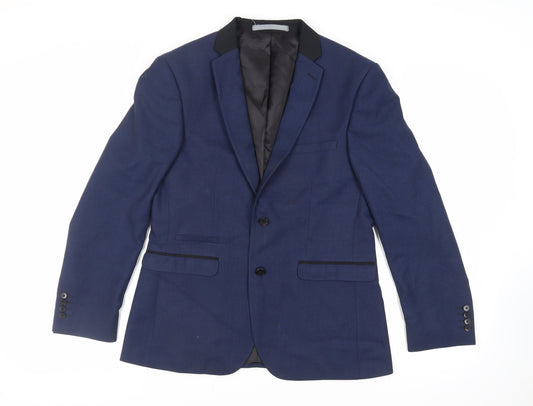 Burton Mens Blue Polyester Jacket Suit Jacket Size 40 Regular