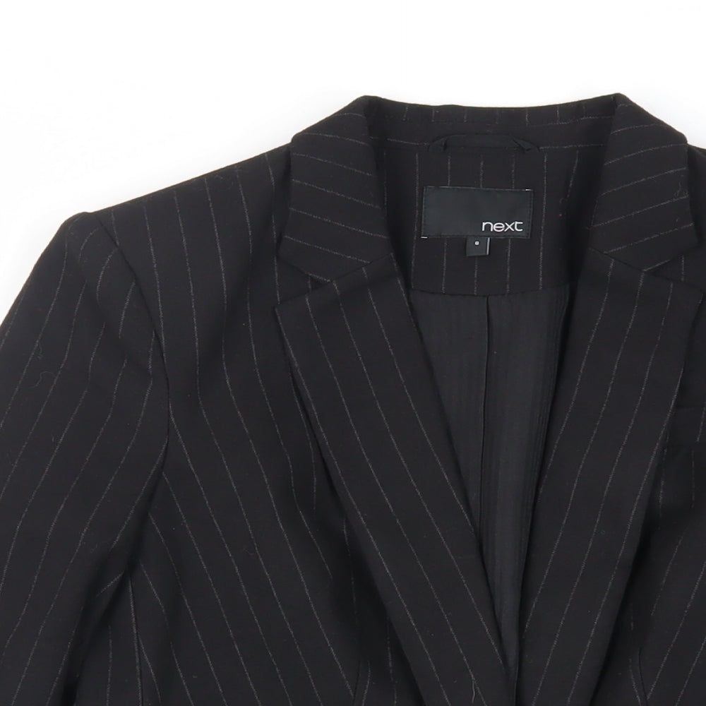 NEXT Womens Black Striped Jacket Blazer Size 8 Button