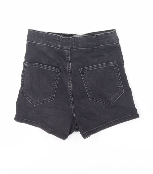 New Look Girls Black Cotton Mom Shorts Size 12 Years Regular Zip