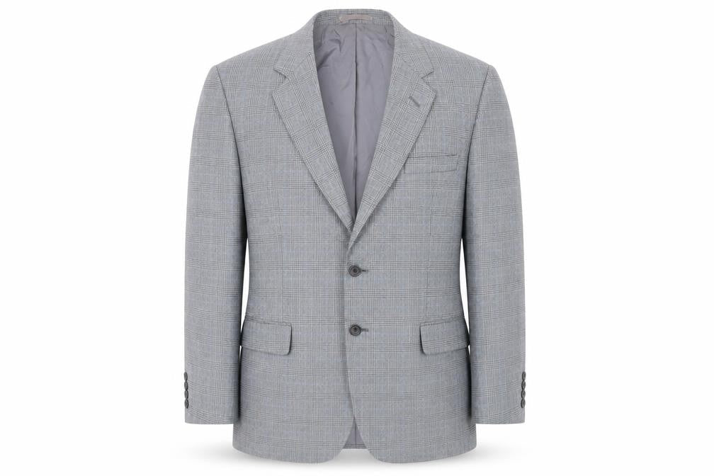 Marks and Spencer Mens Grey Plaid Polyester Jacket Suit Jacket Size 42 Regular