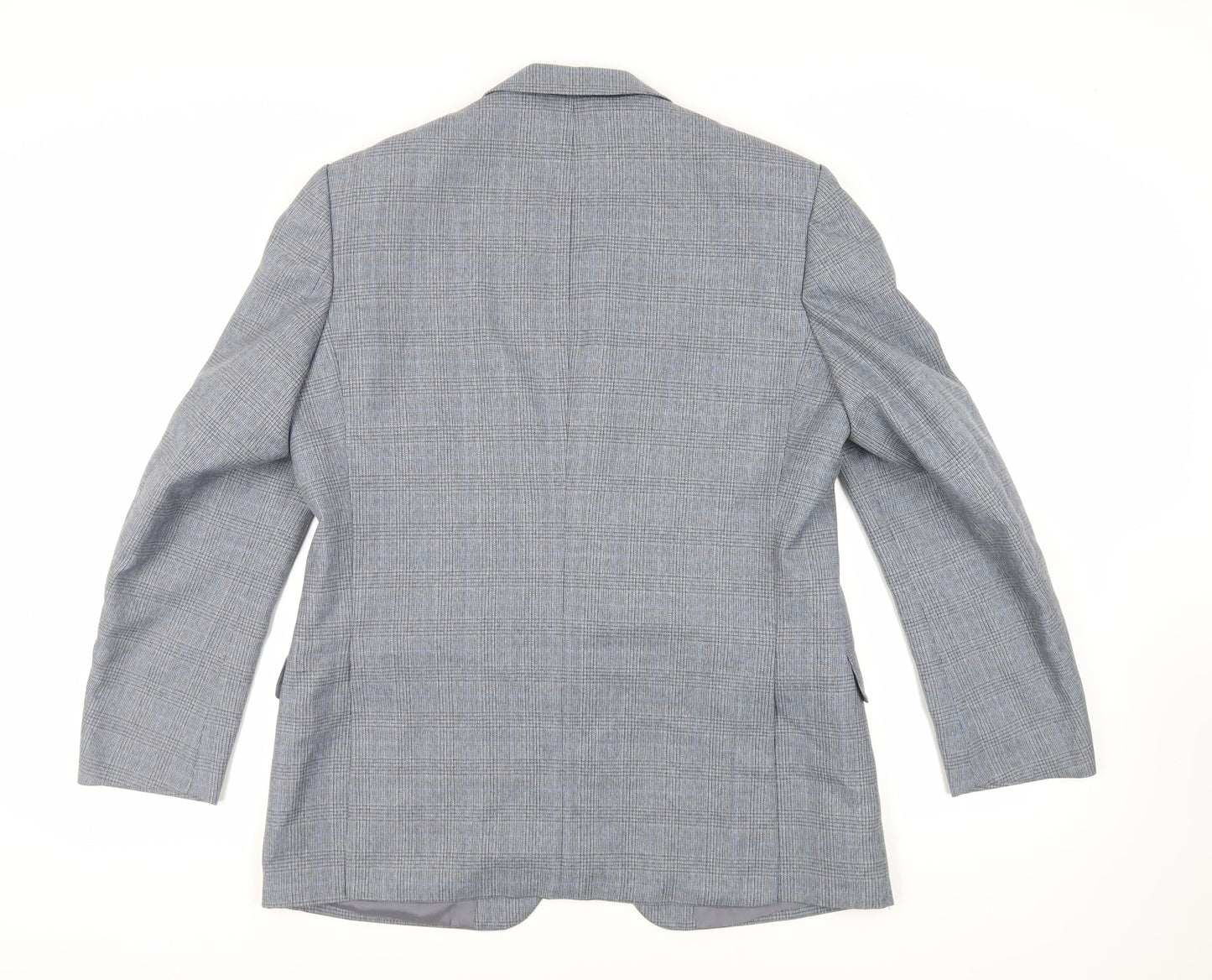 Marks and Spencer Mens Grey Plaid Polyester Jacket Suit Jacket Size 42 Regular