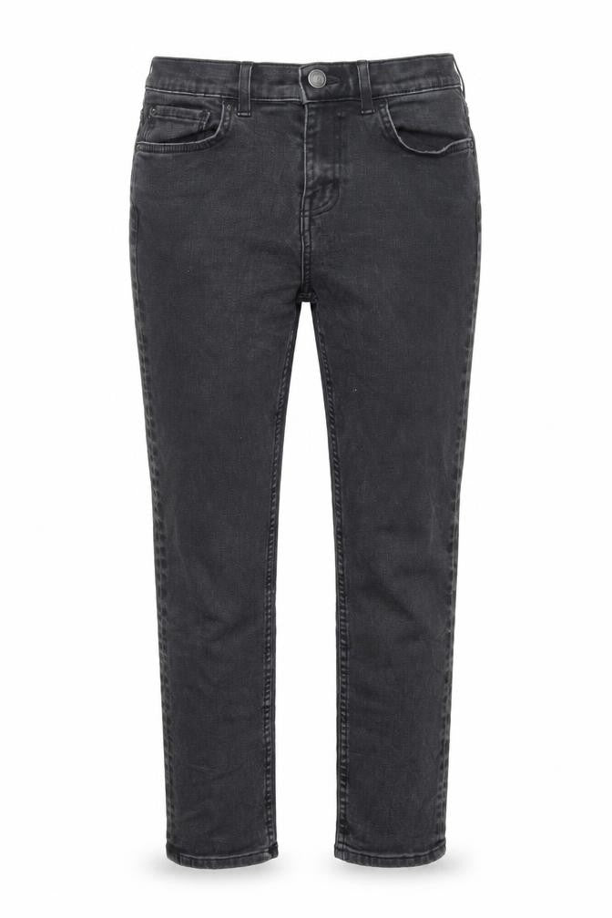 Marks and Spencer Womens Black Cotton Straight Jeans Size 12 L25 in Slim Zip - Short Length