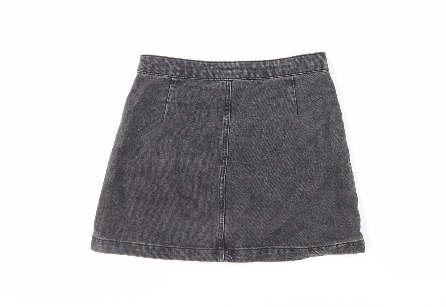 Topshop Womens Grey Cotton Mini Skirt Size 28 in Button - Pockets