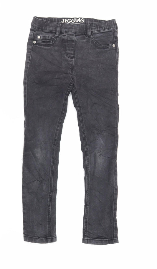 NEXT Girls Black Cotton Jegging Jeans Size 8 Years Regular - Elasticated Waist