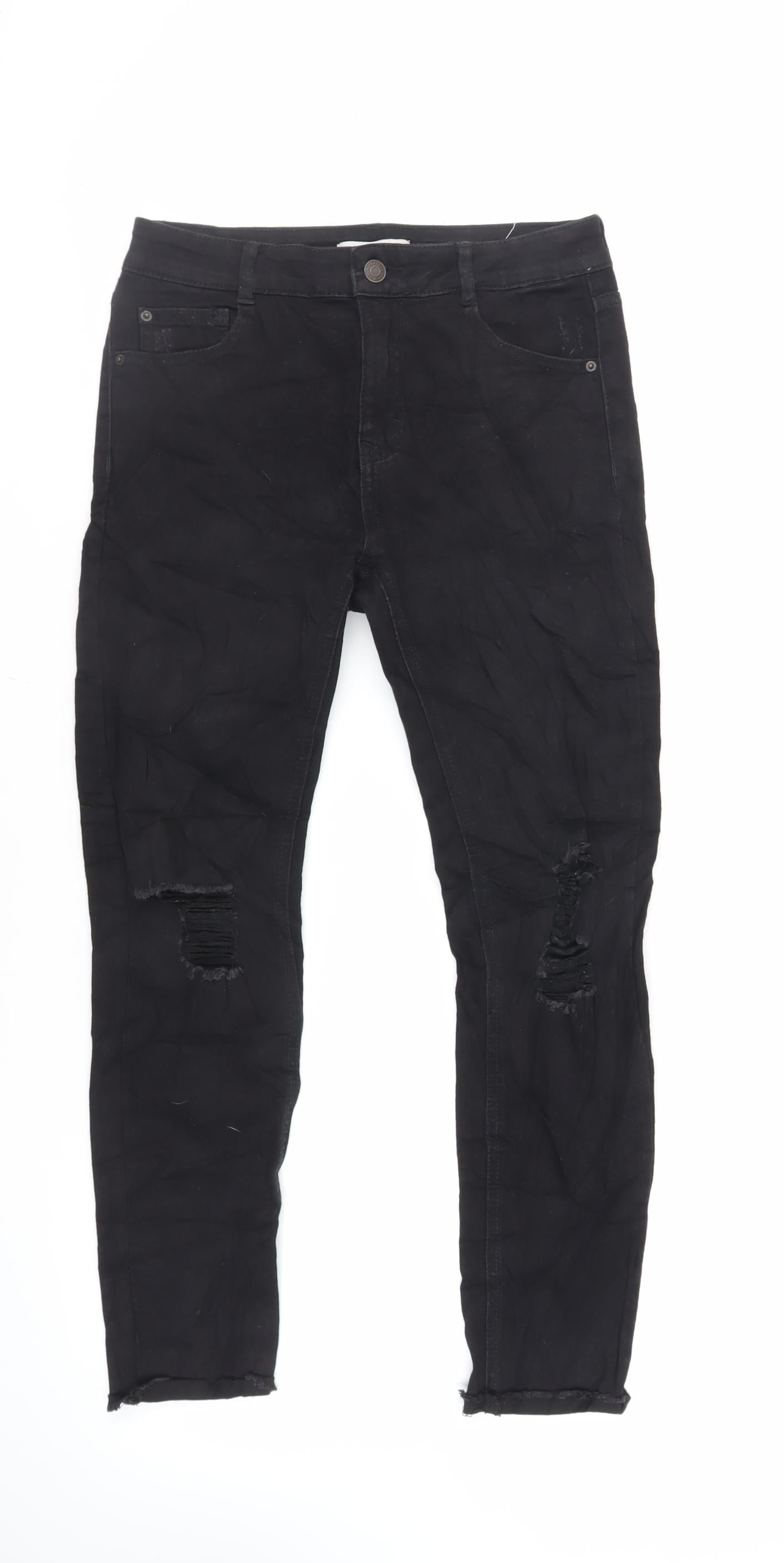 Pull&Bear Womens Black Cotton Skinny Jeans Size 10 L26 in Regular Zip