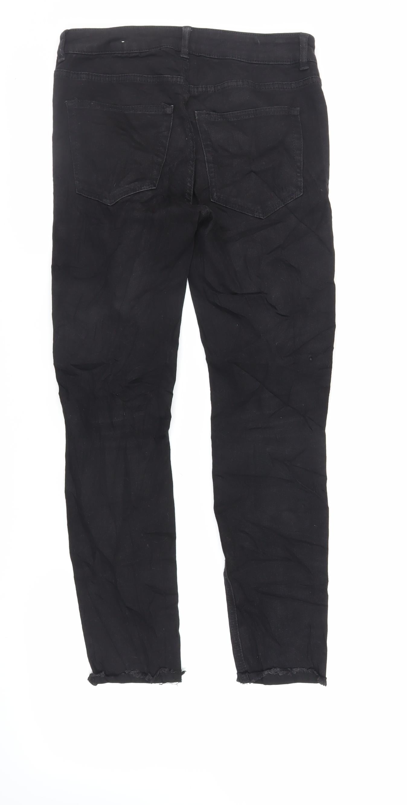 Pull&Bear Womens Black Cotton Skinny Jeans Size 10 L26 in Regular Zip