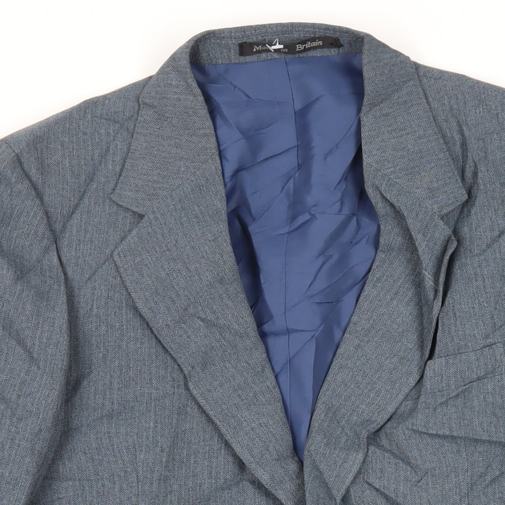 Harbarry of England Mens Blue Polyester Jacket Suit Jacket Size 38 Regular