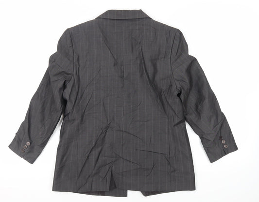 St Michael Womens Grey Striped Jacket Blazer Size 14 Button - Vintage