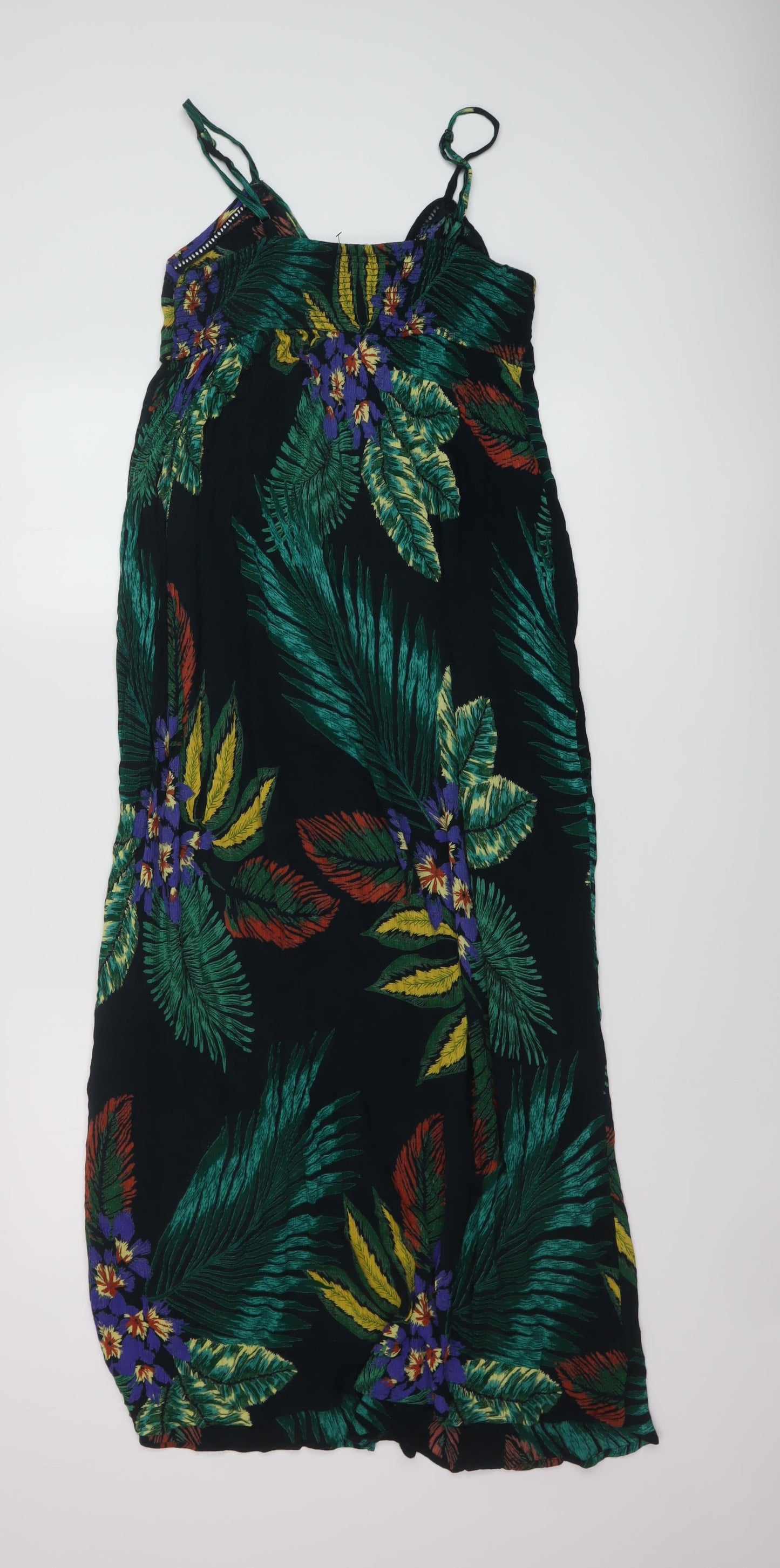 Patrons of Peace Womens Multicoloured Floral Viscose A-Line Size M V-Neck Pullover