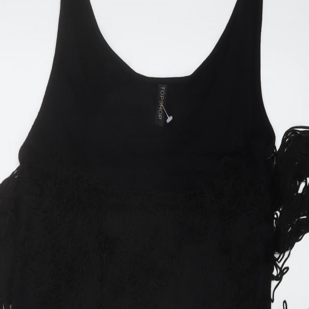 Topshop Womens Black Viscose Mini Size 10 Round Neck Pullover