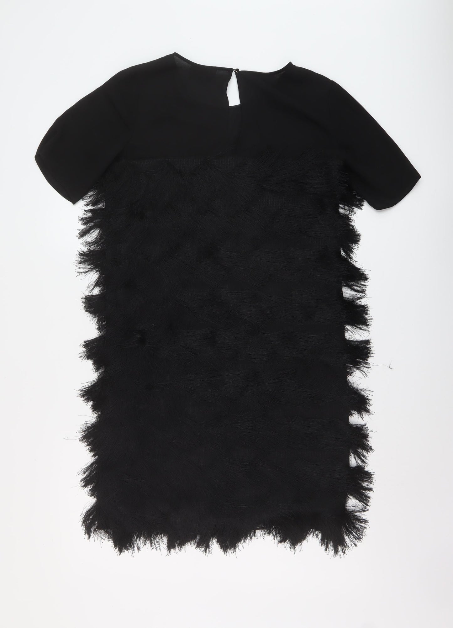 River Island Womens Black Polyester Trapeze & Swing Size 10 Round Neck Button