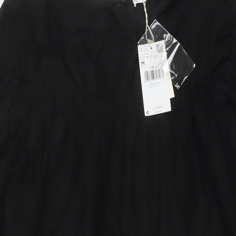 Mango Womens Beige Cotton A-Line Size M Round Neck Button