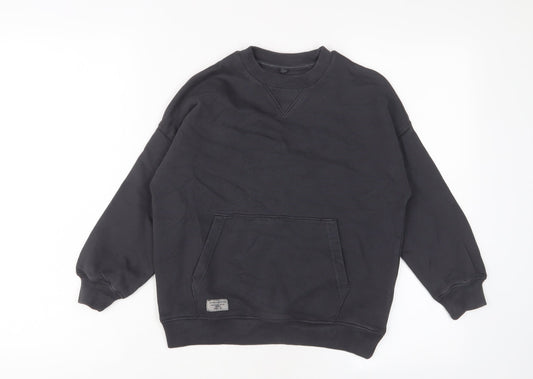 Marks and Spencer Boys Black Cotton Pullover Sweatshirt Size 7-8 Years Pullover