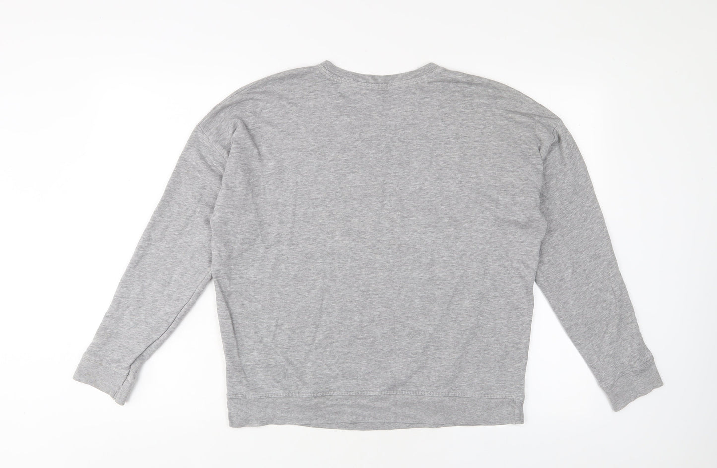New Look Womens Grey Floral Cotton Pullover Sweatshirt Size 10 Pullover