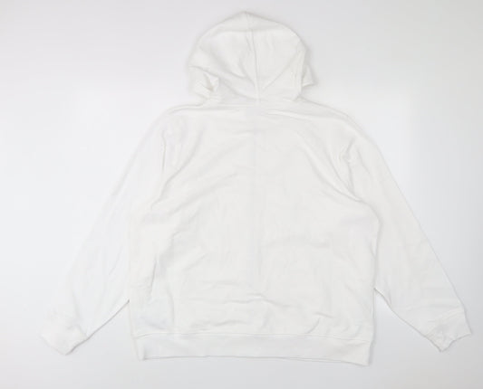 Marks and Spencer Womens White Cotton Pullover Hoodie Size L Pullover