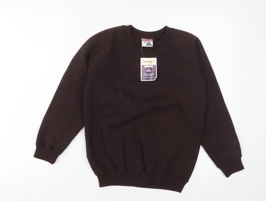 Sportex Boys Brown Cotton Pullover Sweatshirt Size 9-10 Years Pullover